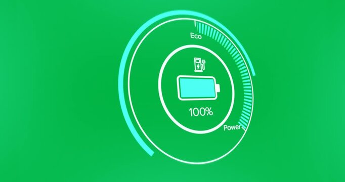 Animation of interface with charging battery icon on blue background