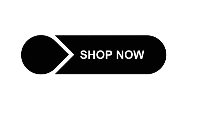 3d black shop now button with white arrow for ecommerce call to action