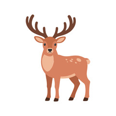 Fototapeta premium Cartoon sika deer standing on a white background with simple design