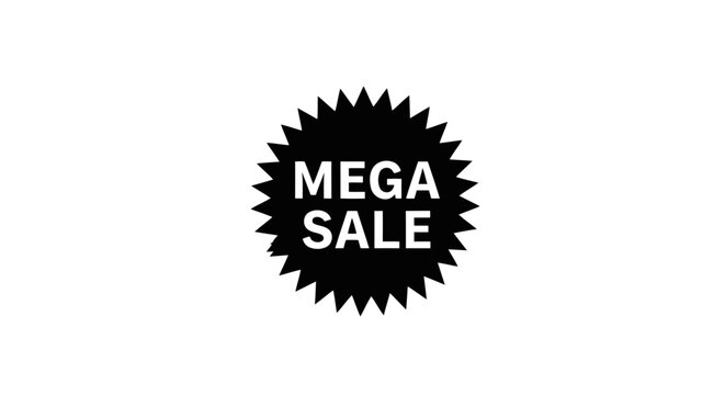 bold mega sale burst badge with explosive discount promotion design
