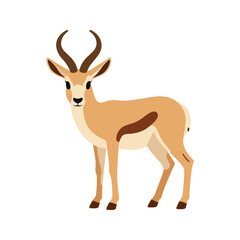 Obraz premium Gazelle stands isolated against a white backdrop in a cartoon illustration style