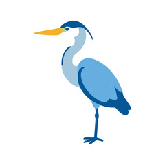 Fototapeta premium This vector illustration shows a blue heron with a long beak standing on one leg, which is a common posture for conserving energy.