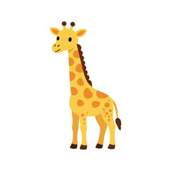 Fototapeta premium The cartoon giraffe is characterized by its long neck and distinctive yellow and brown spots, which are unique to each individual.