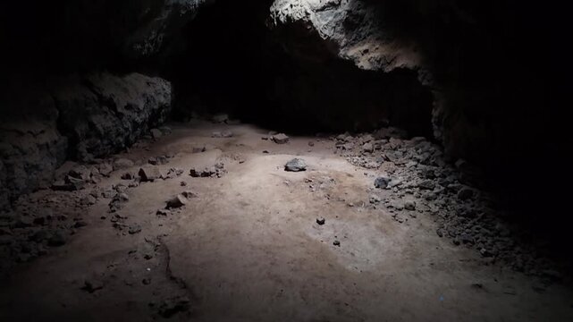 Desert lava tube cave interior Mojave Desert
