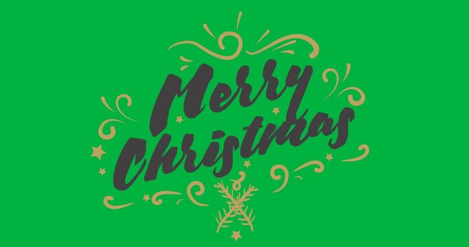 Animation of christmas greetings with decorations on white background