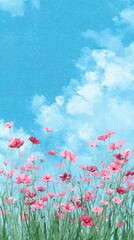 Obraz premium Vibrant floral sky illustration mobile wallpaper