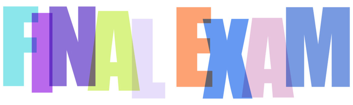 Colorful bold final exam text design isolated on transparent background
