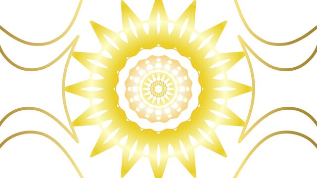 White background. Golden mandala motion loop. Light effect. Intro