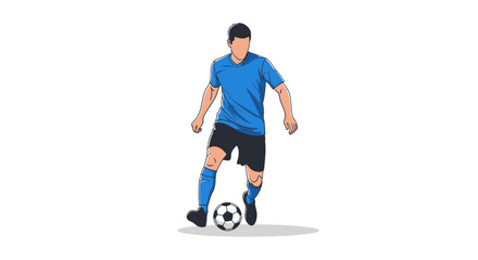 Obraz premium Soccer Player Dribbling Ball, Dynamic Action, Sports Illustration