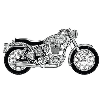 Vintage Motorcycle in Classic Style with Retro Design and Durable Build