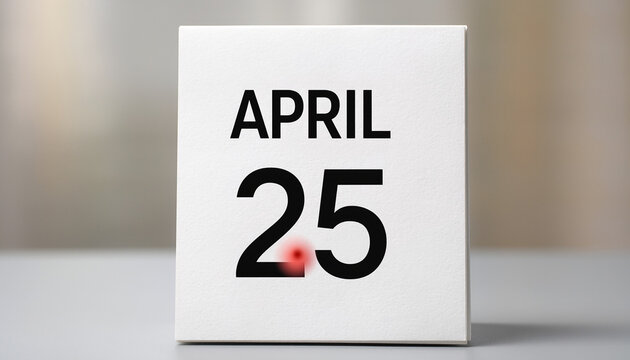 Calendar date with mosquito bite mark and April 25 text awareness concept