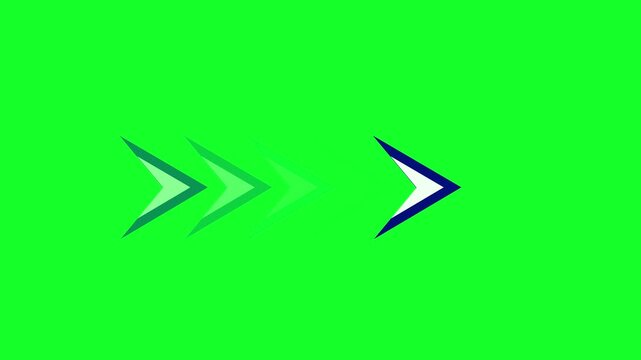 Minimal thin black and white wiggle arrow animation on green screen in 4K UHD clean motion graphic for tutorials UI