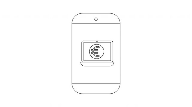Mobile Device with Laptop Icon - A Simple Line Drawing.
