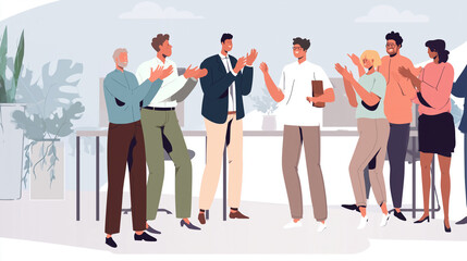 Obraz premium Celebrating Team Diversity and Success: Corporate Achievement in a Positive Workplace Environment