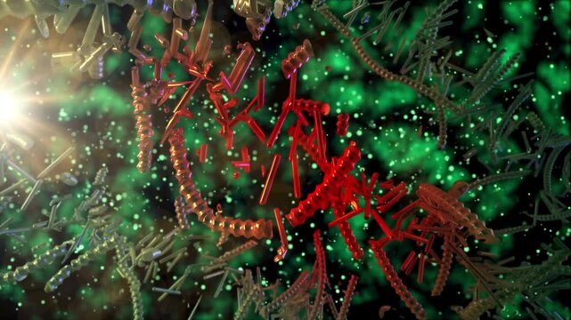 Close-up of broken DNA string in laboratory setting