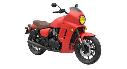 Fototapeta premium Red Cafe Racer Motorcycle with Brown Seat