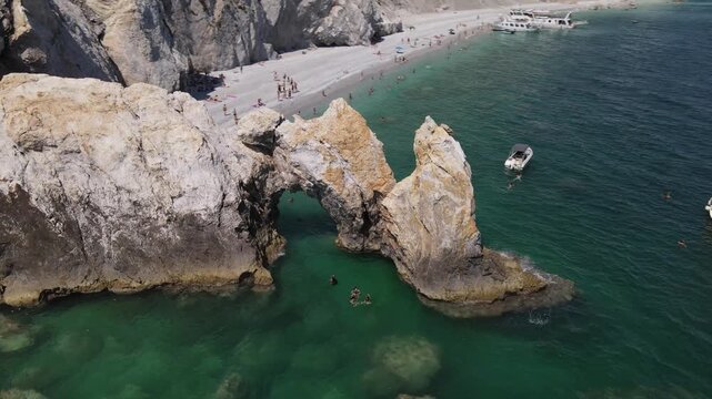 Lalaria Beach at the Greek island of Skiathos in the Aegean Sea.