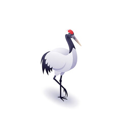 Fototapeta premium 3D red-crowned crane standing elegantly isolated on transparent background