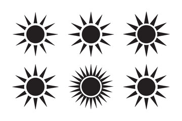 Fototapeta premium Sun vector set. sun icons in six different styles. black color with transparent background.