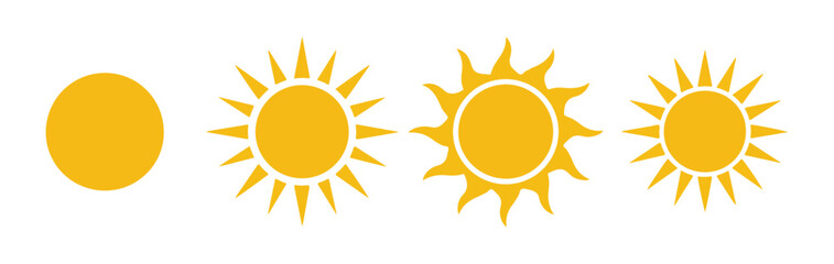 Yellow sun set with various ray styles isolated on transparency background for creative weather graphic design. © Sumon