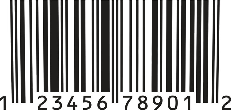 barcode vector illustration with numbers on white background, flat design
