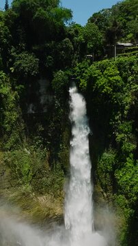 Aerial view of Waterfalls in Lake Sebu, South Cotabato. Mindanao, Philippines. Vertical view.