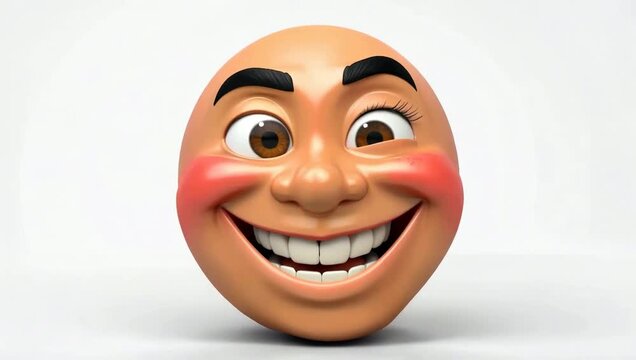 Happy 3D Cartoon Character Winking with a Big Smile