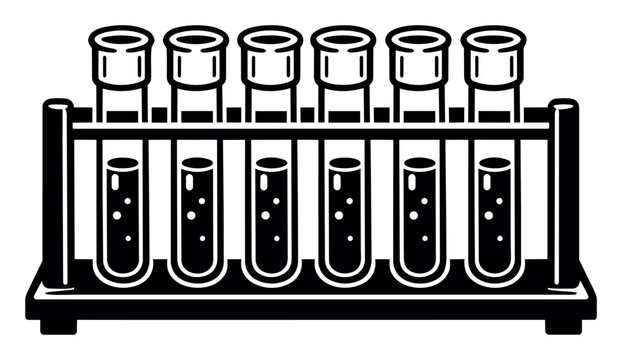 Test tubes holding bubbling liquid in a rack, concept of scientific experiment, chemical analysis, medical testing, and biotechnology