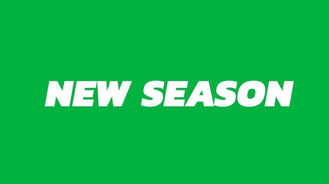 Animation of new season in colorful letters on white background