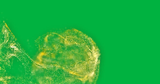 Animation of yellow smoke trail with particles on white background