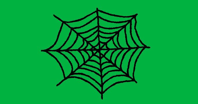 Animation of black moving web drawing on white background