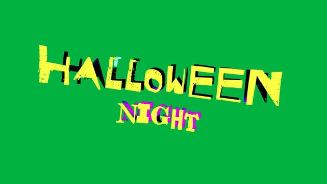 Animation of halloween night text over black background