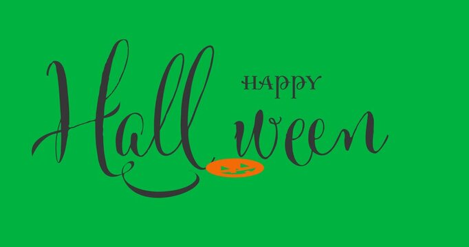 Animation of happy halloween text over black background