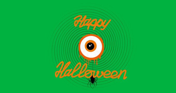 Animation of happy halloween text over black background