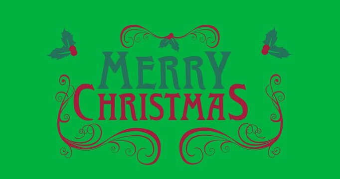 Animation of christmas greetings text with decorations on white background