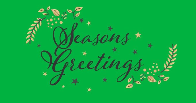 Animation of christmas greetings text in black letters with decoration on white background