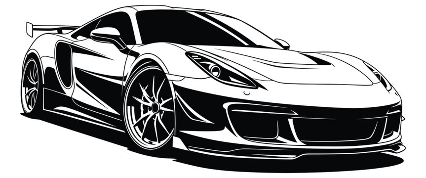 Modern black sports car silhouette with sleek futuristic design.