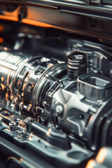 Fototapeta premium A detailed view of a car engine's inner workings. vertical frame