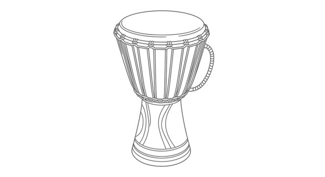 Djembe Drum Illustration Hand Drawn African Percussion Instrument