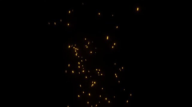 Fire Particles Glowing Embers Overlay Black Screen Background.