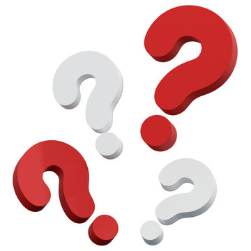 3D Group Of Scattered Red And White Question Marks Icon