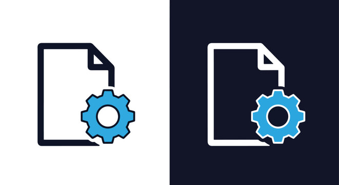 Document settings icon in flat design - Blue icon set - Modern style icon  - Glyph and solid icon set - Icon vector