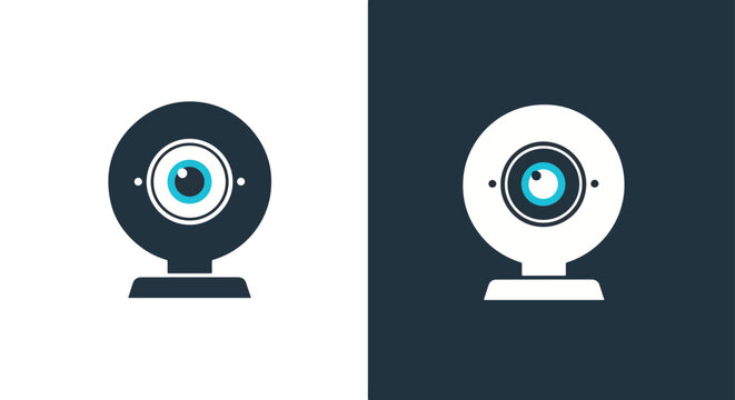 Webcam video icon in flat design - Glyph solid icon - Editable modern style icon - Clipart, sticker - icon set - Clipart