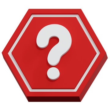 3D Red Hexagon Stop Sign Frame With Question Mark Icon