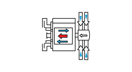 Obraz premium Pneumatic Flow Control Line clean color shapes vector