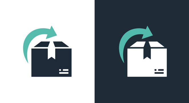 Return package shipping icon - Blue icon set - Modern style icon  - Glyph and solid icon set - Icon vector