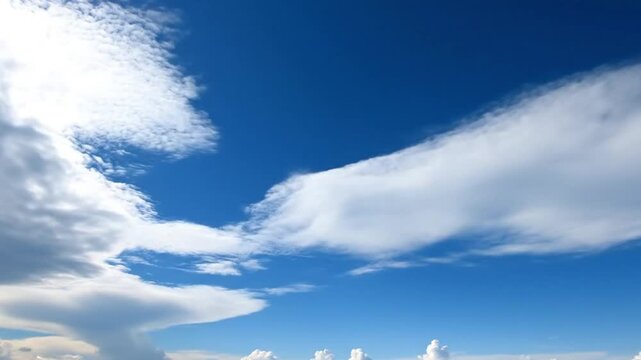 Single Large Cloud In Blue Sky Minimal Clean Aesthetic Scene