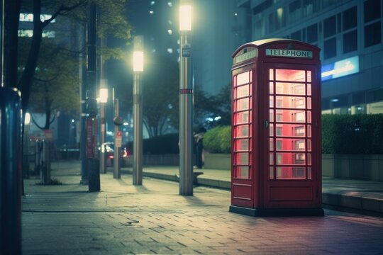 Telephone booth architecture illuminated convenience.
