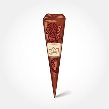 Vector of a Henna cone isolated on a transparent background, traditional mehendi art. Indian Wedding Preparation