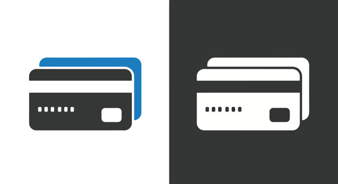 Stacked credit cards payment icon vector - Line and glyph solid icon and logo template - Clipart, sticker - icon set